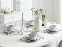 Set di 24 stoviglie CHIVES Gres porcellanato Grigio chiaro