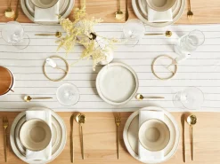Set di 12 stoviglie CHIVES Gres porcellanato Beige chiaro