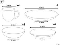 Set di 16 stoviglie COSTMARY Gres porcellanato Grigio