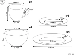 Set di 16 stoviglie COWSLIP Porcellana Bianco