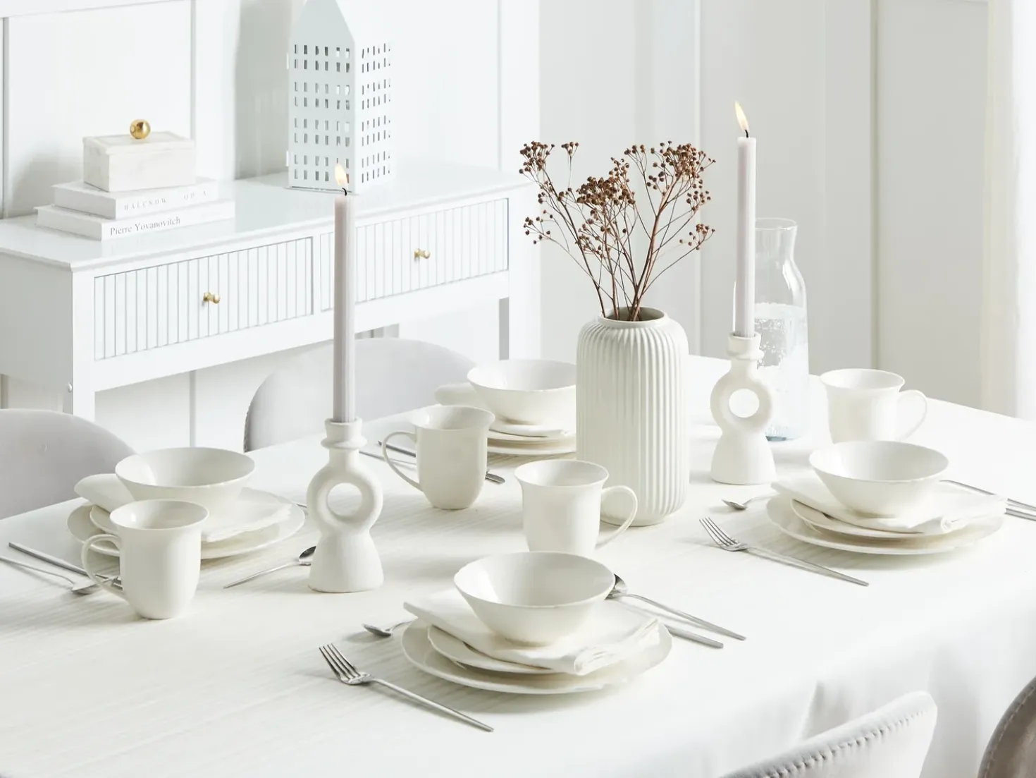 Set di 16 stoviglie ELDERBERRY Porcellana Bianco