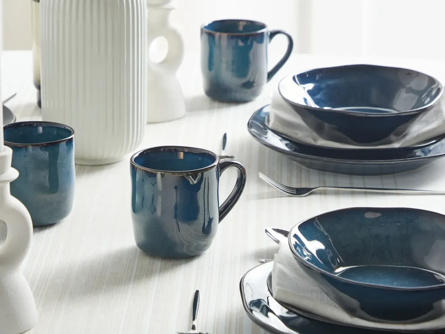 Set di 16 stoviglie HAWTHORN Gres porcellanato Blu