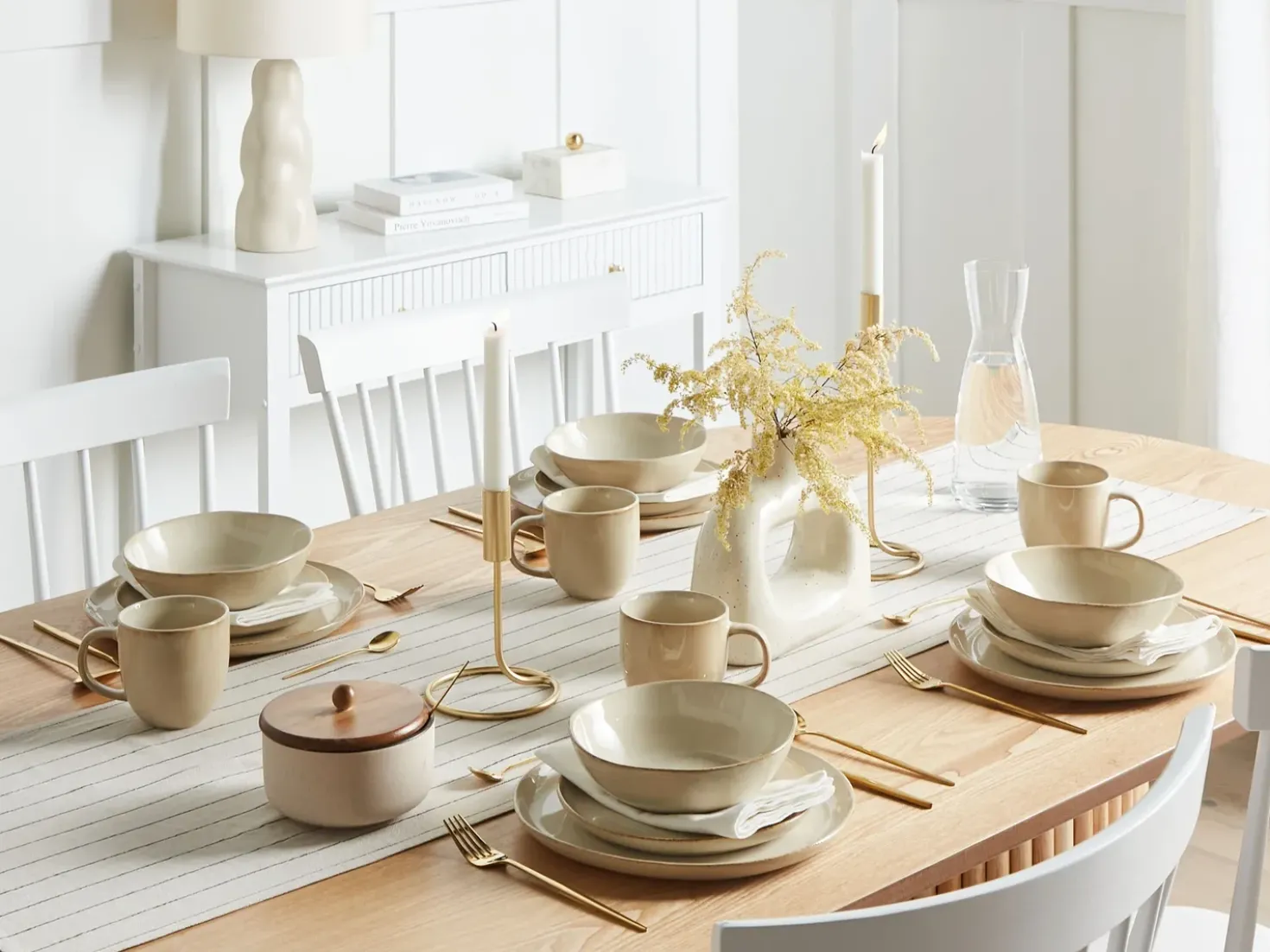 Set di 12 stoviglie HOPS Gres porcellanato Beige chiaro