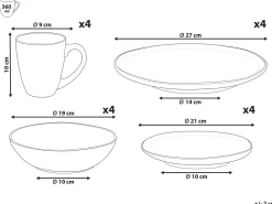 Set di 16 stoviglie JUNIPER Gres porcellanato Azzurro