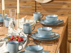 Set di 16 stoviglie JUNIPER Gres porcellanato Azzurro