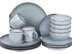 Set di 16 stoviglie JUNIPER Gres porcellanato Azzurro