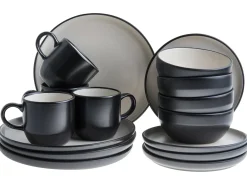Set di 16 stoviglie NUTMEG Gres porcellanato Nero