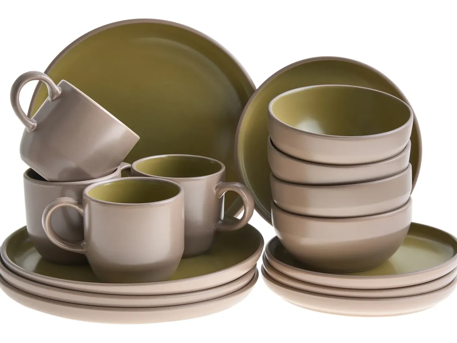 Set di 16 stoviglie NUTMEG Gres porcellanato Beige/Verde