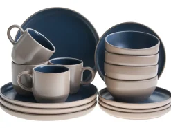 Set di 16 stoviglie NUTMEG Gres porcellanato Beige/ Blu
