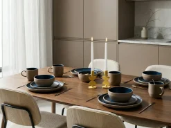 Set di 16 stoviglie NUTMEG Gres porcellanato Beige/ Blu