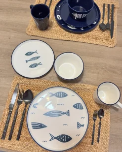 Set di 16 stoviglie TAMARIND Porcellana Bianco/Blu