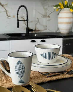 Set di 16 stoviglie TAMARIND Porcellana Bianco/Blu