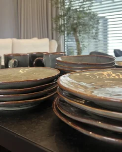 Set di 16 stoviglie THYME Gres porcellanato Verde scuro