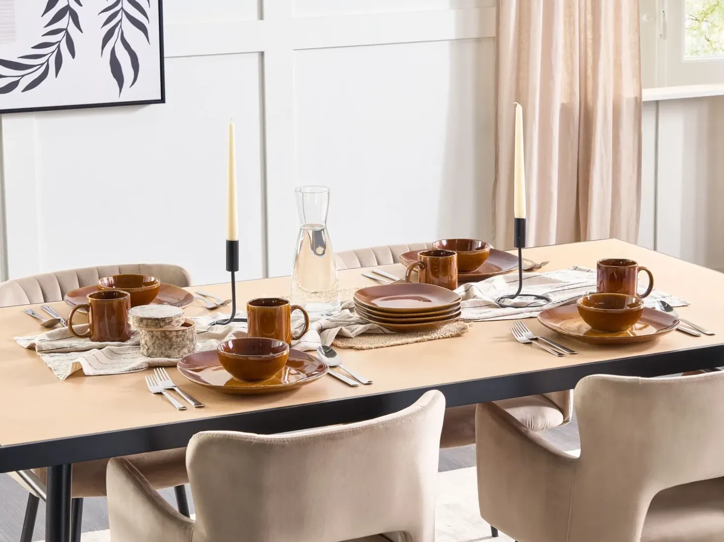Set di 16 stoviglie TURMERIC Gres porcellanato Marrone dorato