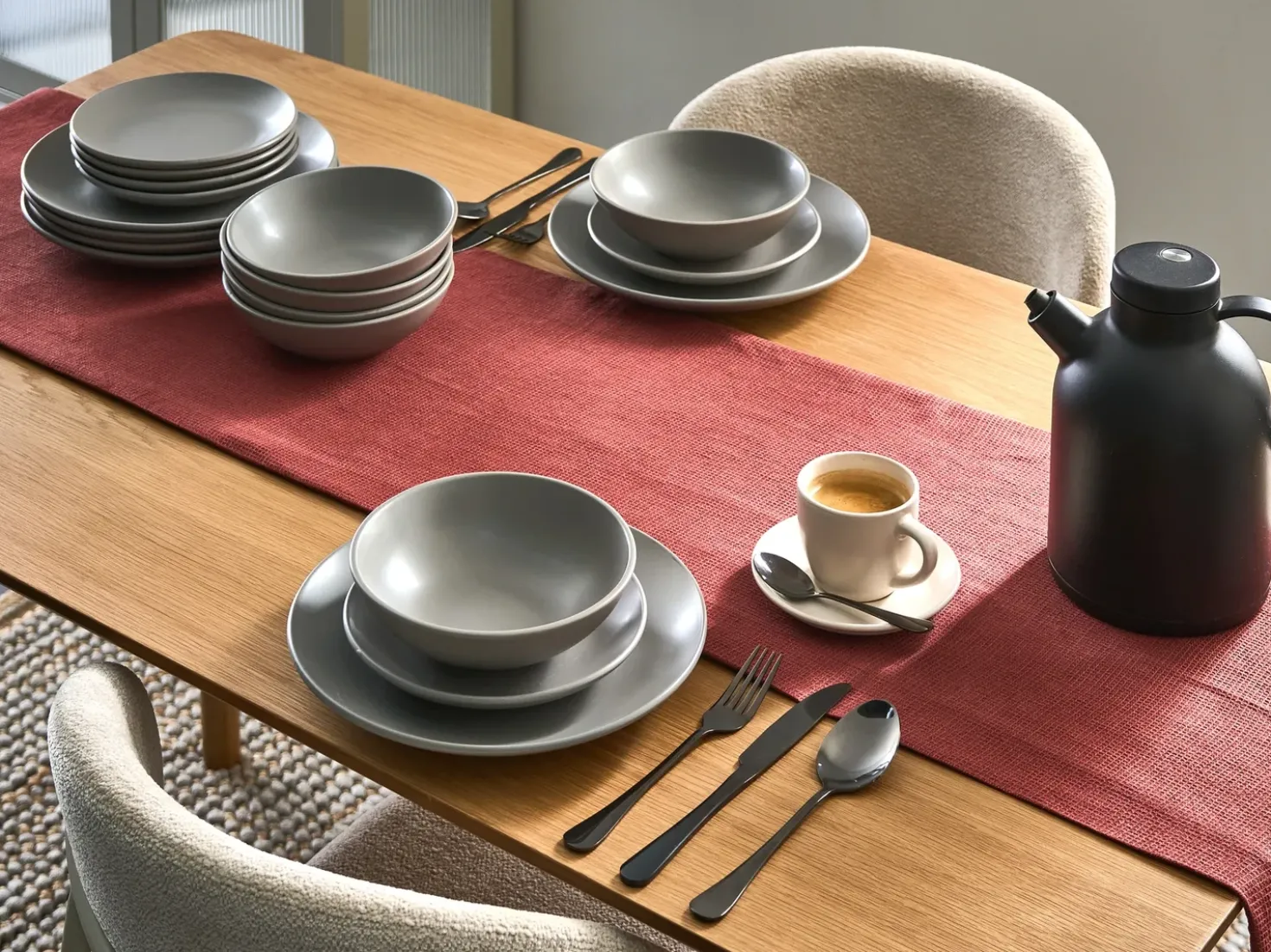 Set di 18 stoviglie VIVANI Gres porcellanato Grigio
