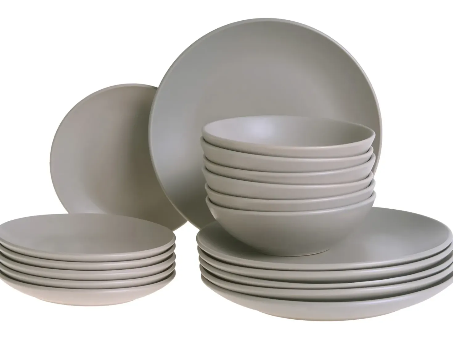 Set di 18 stoviglie VIVANI Gres porcellanato Grigio