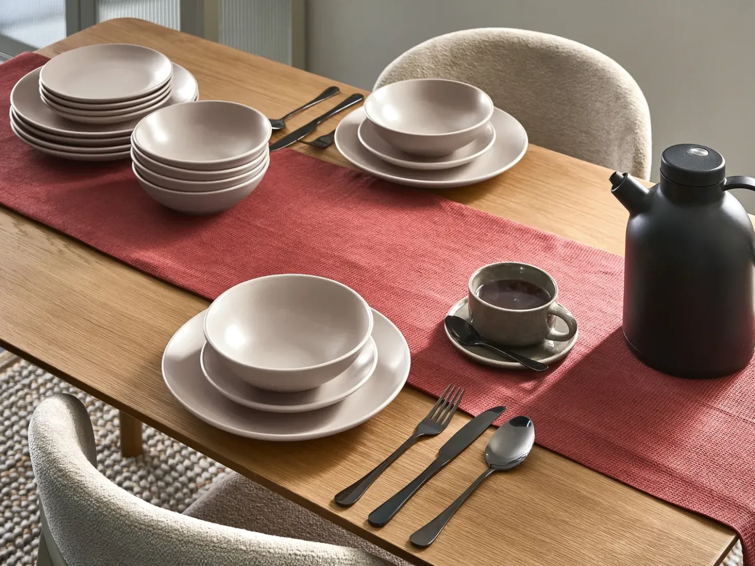 Set di 18 stoviglie VIVANI Gres porcellanato Beige chiaro