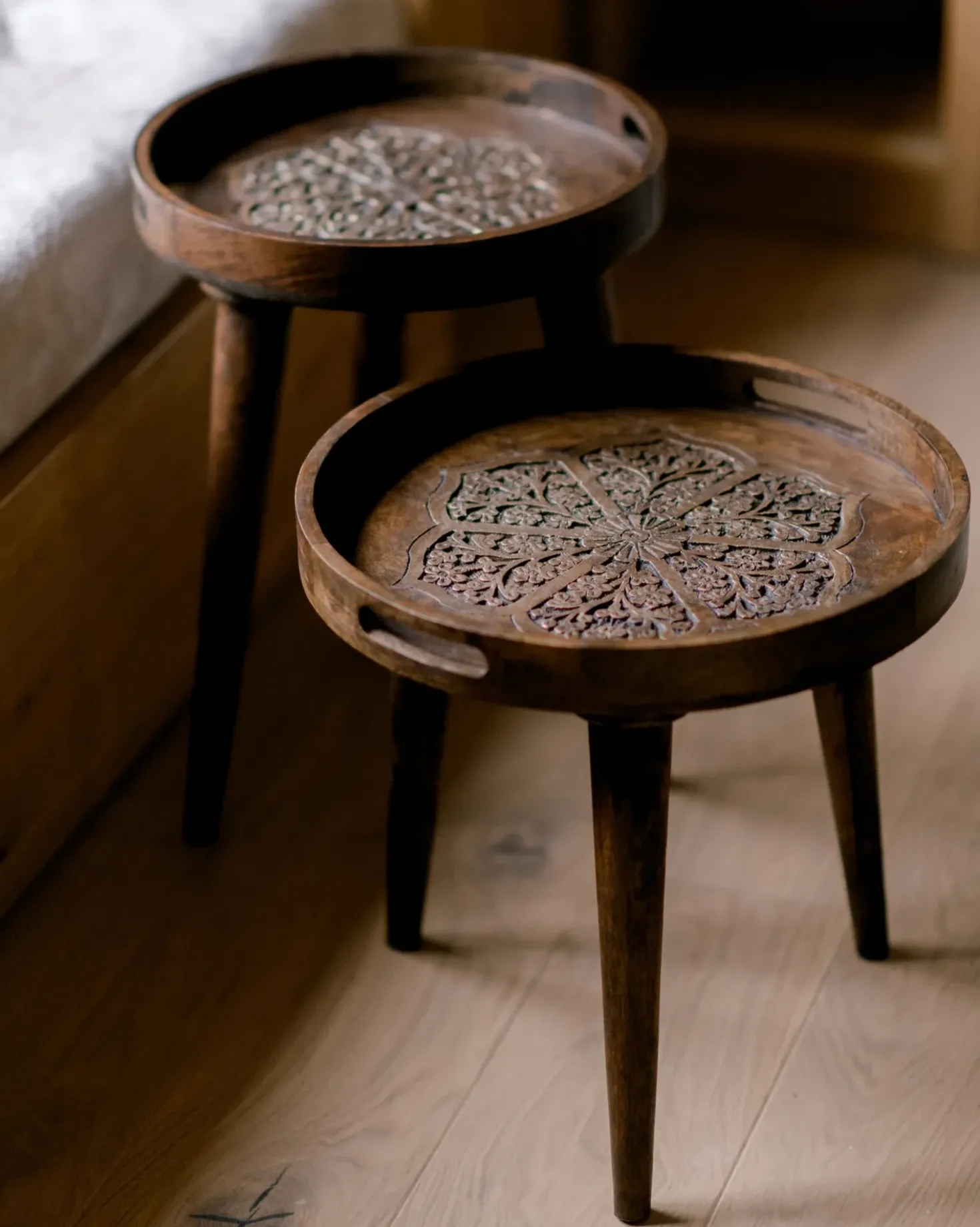 Set di 2 tavolini ASTAI Legno di mango Marrone scuro