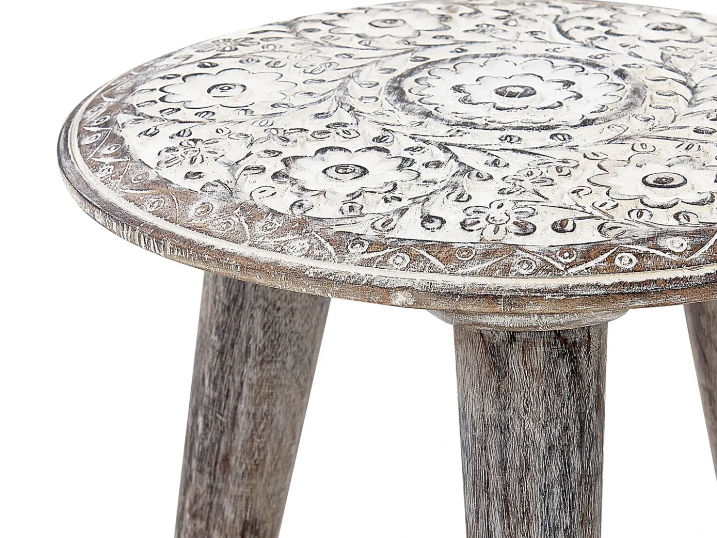 Set di 2 tavolini BARJU Legno di mango Bianco