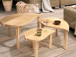 Set di 3 tavolini da caffè PARALIA Rattan Naturale