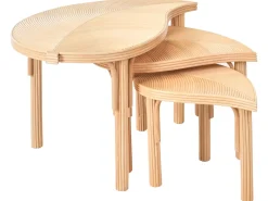 Set di 3 tavolini da caffè PARALIA Rattan Naturale