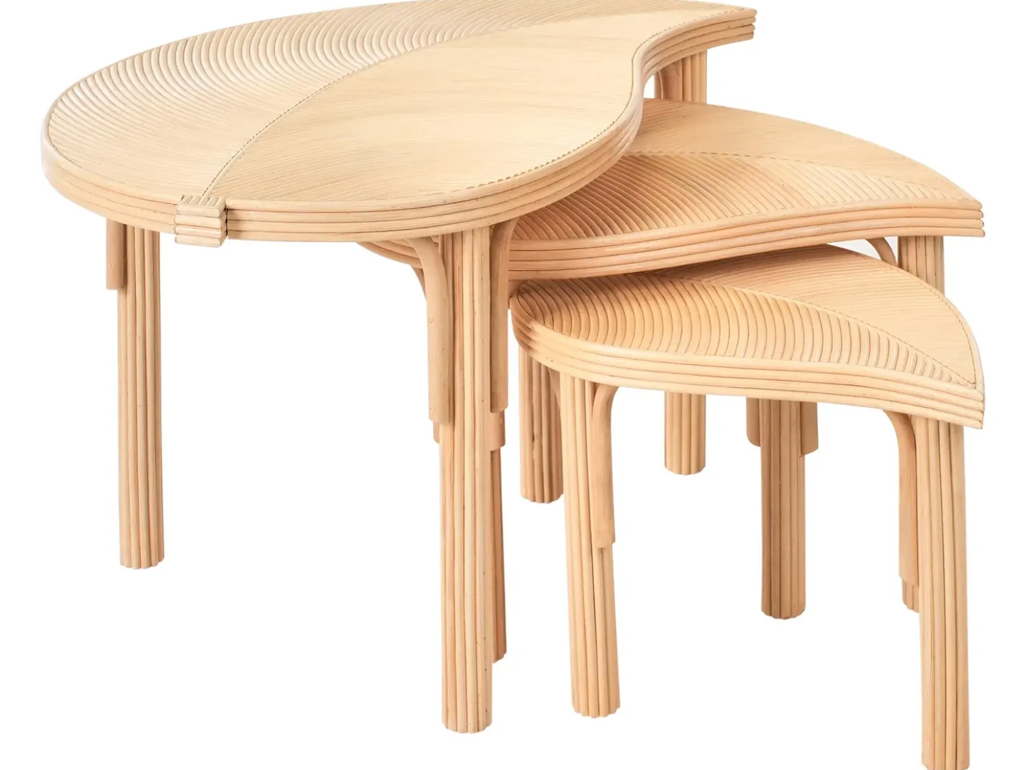Set di 3 tavolini da caffè PARALIA Rattan Naturale