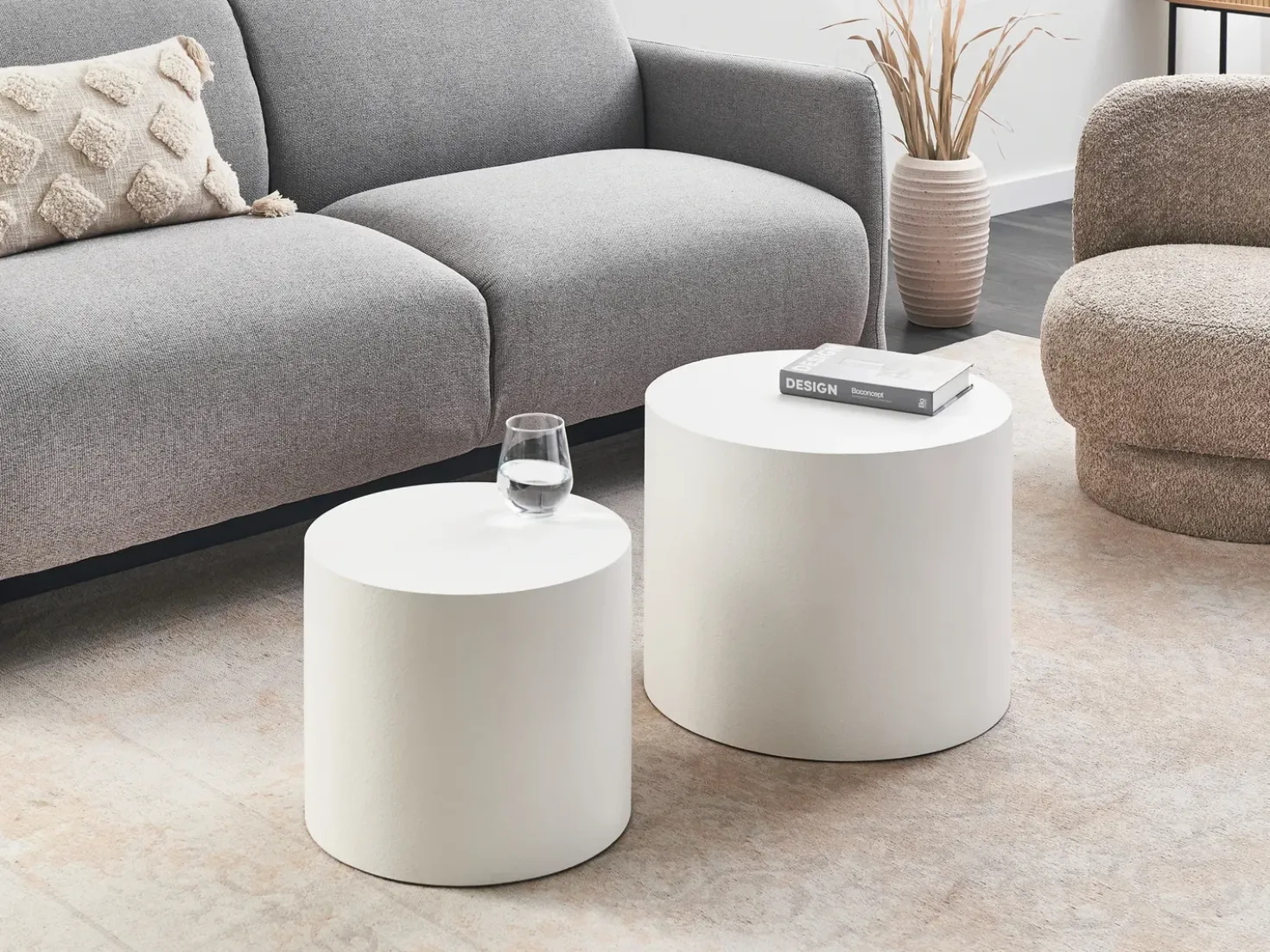Set di 2 tavolini da caffè MANTI Bianco