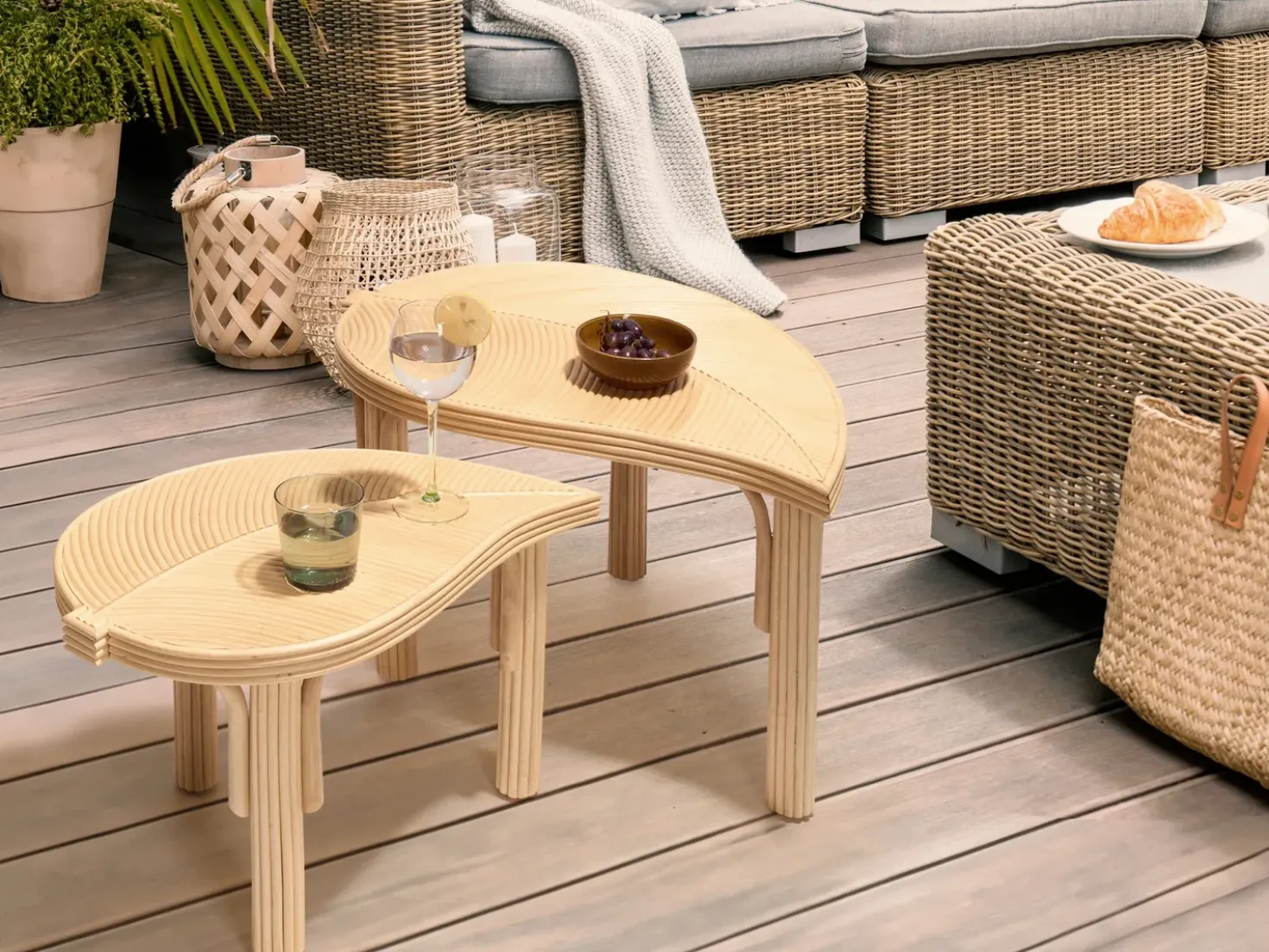 Set di 2 tavolini da caffè PARALIA Rattan Naturale