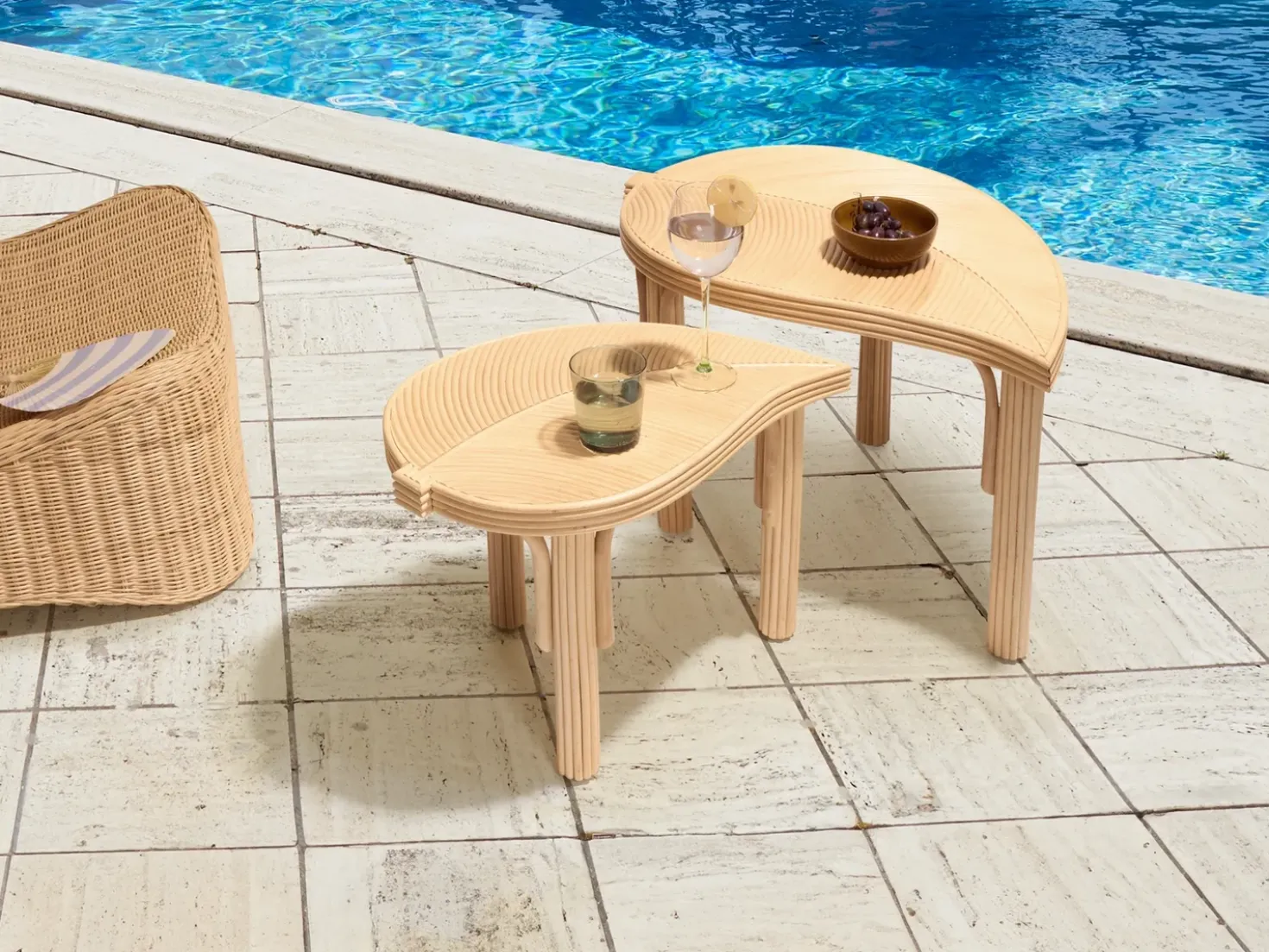 Set di 2 tavolini da caffè PARALIA Rattan Naturale