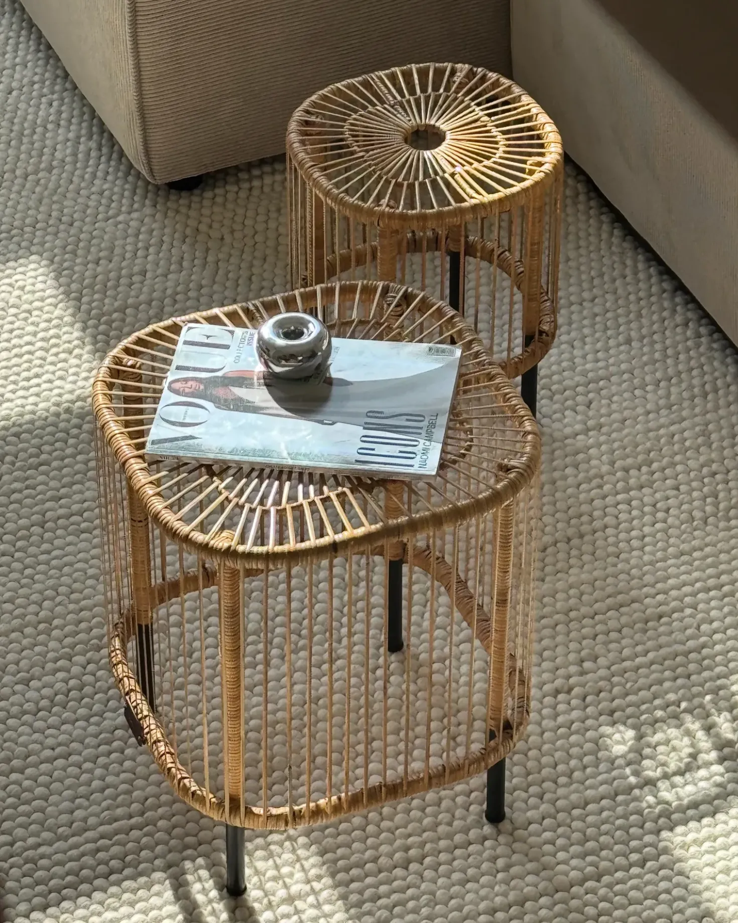 Set di 2 tavolini da caffè CESENATICO Rattan Naturale
