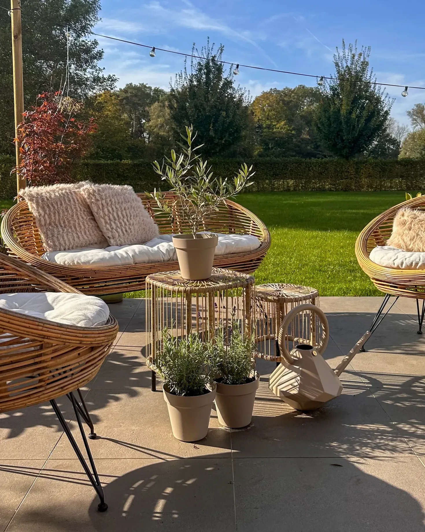 Set di 2 tavolini da caffè CESENATICO Rattan Naturale