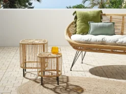 Set di 2 tavolini da caffè CESENATICO Rattan Naturale