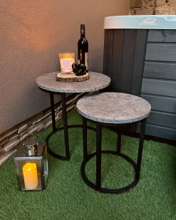 Set di 2 tavolini DIXIE Grigio effetto cemento