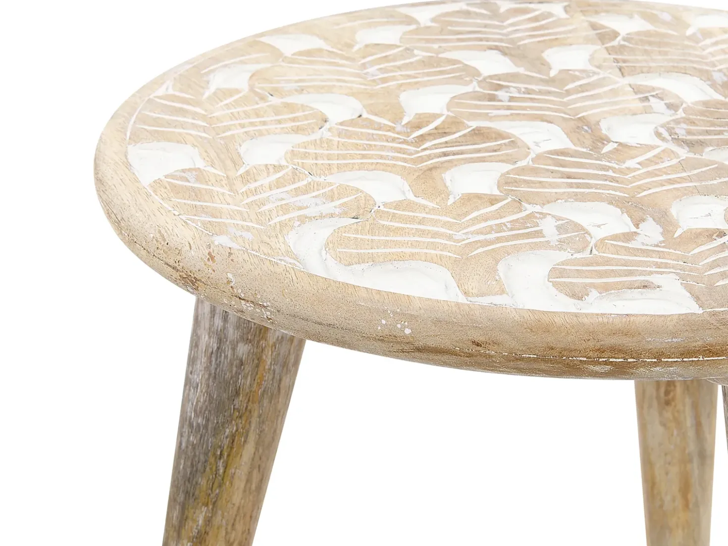 Set di 2 tavolini HURSI Legno di mango Marrone/Bianco