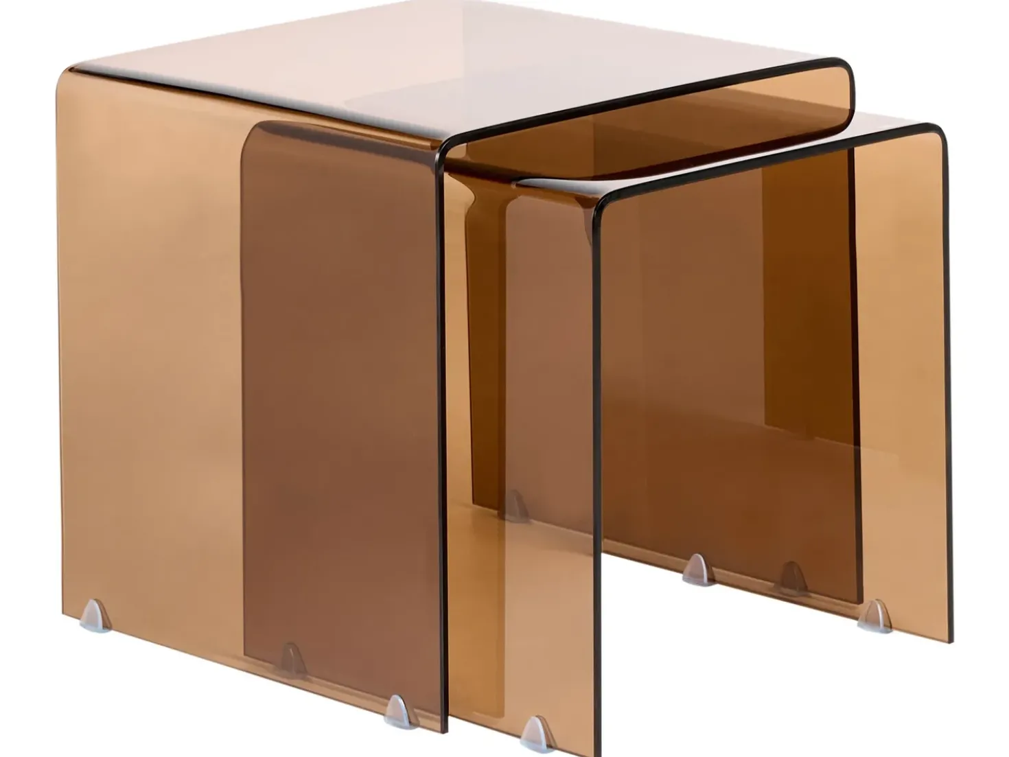 Set di 2 tavolini KENDALL Vetro temperato Marrone