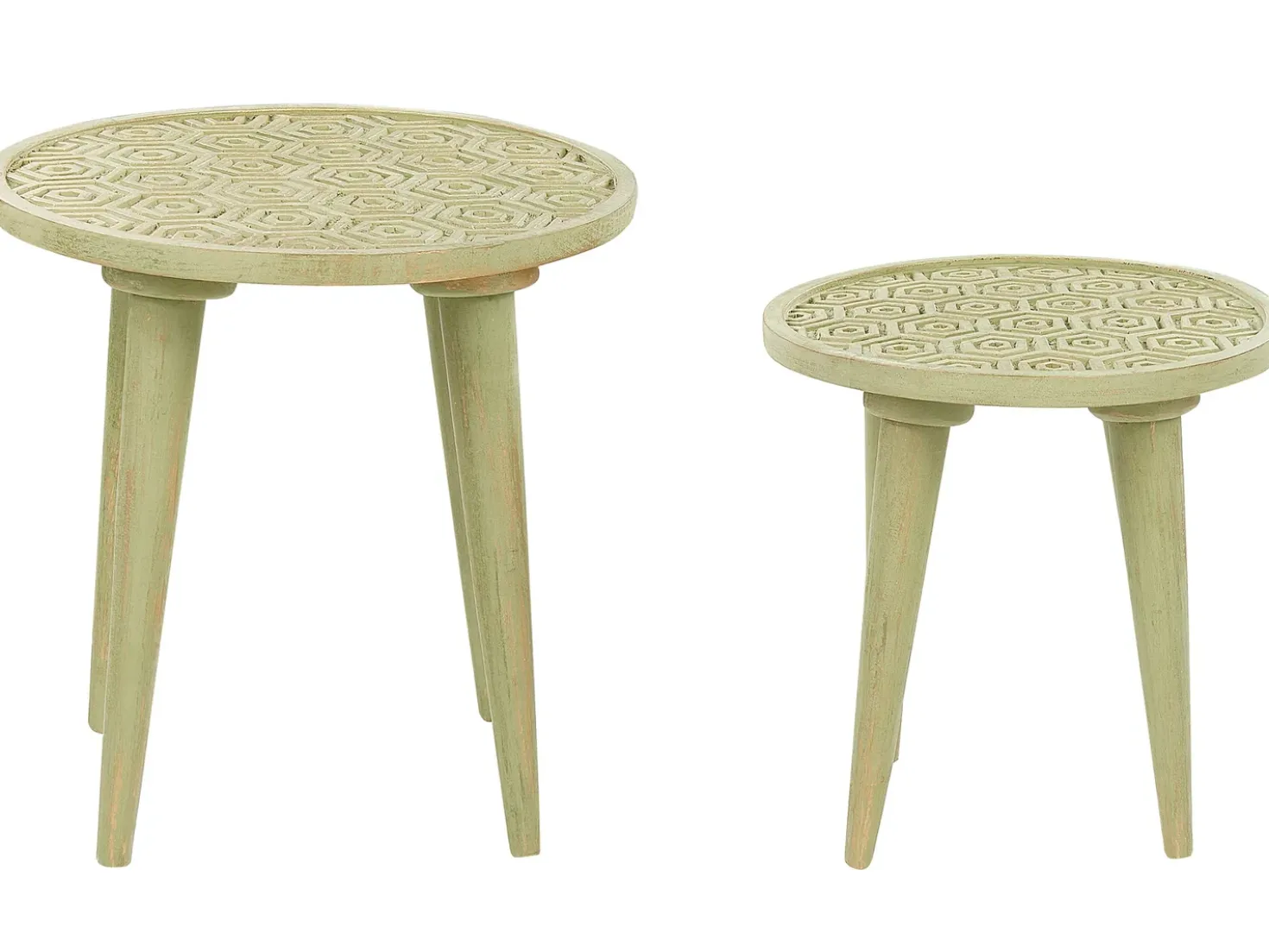 Set di 2 tavolini MAHARO Legno di mango Verde chiaro
