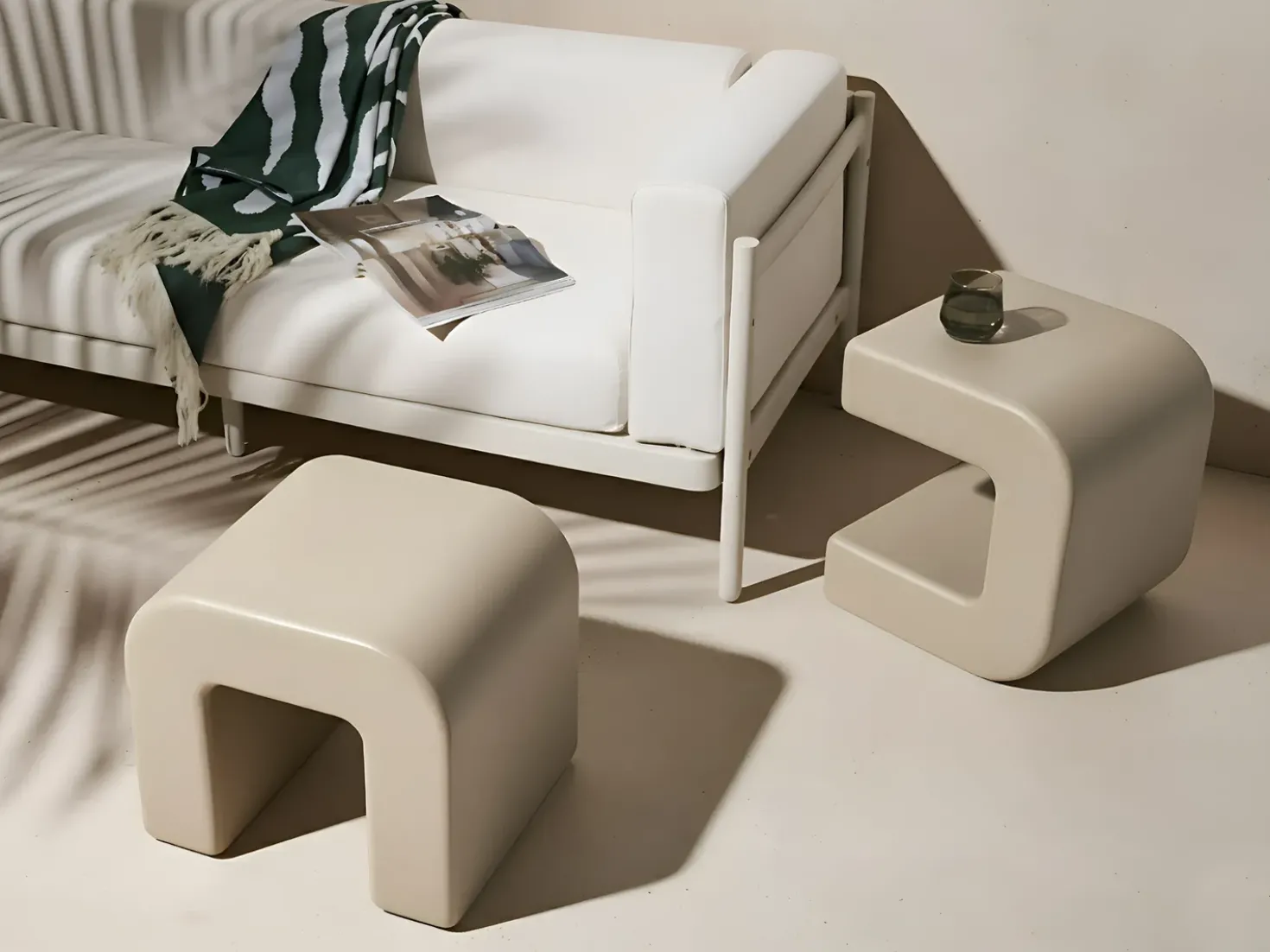 Set di 2 tavolini MOZIA Verde oliva Beige