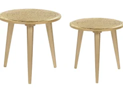 Set di 2 tavolini NARRA Legno di mango Oro