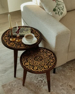 Set di 2 tavolini RANJA Legno di mango Marrone