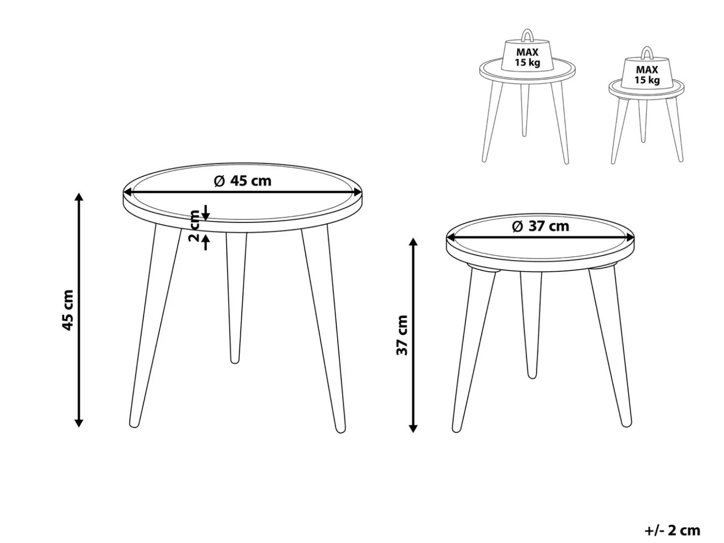Set di 2 tavolini SAKITA Legno di mango Marrone/Bianco