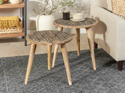Set di 2 tavolini SHARMA Legno di mango Marrone/Nero
