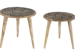 Set di 2 tavolini SHARMA Legno di mango Marrone/Nero