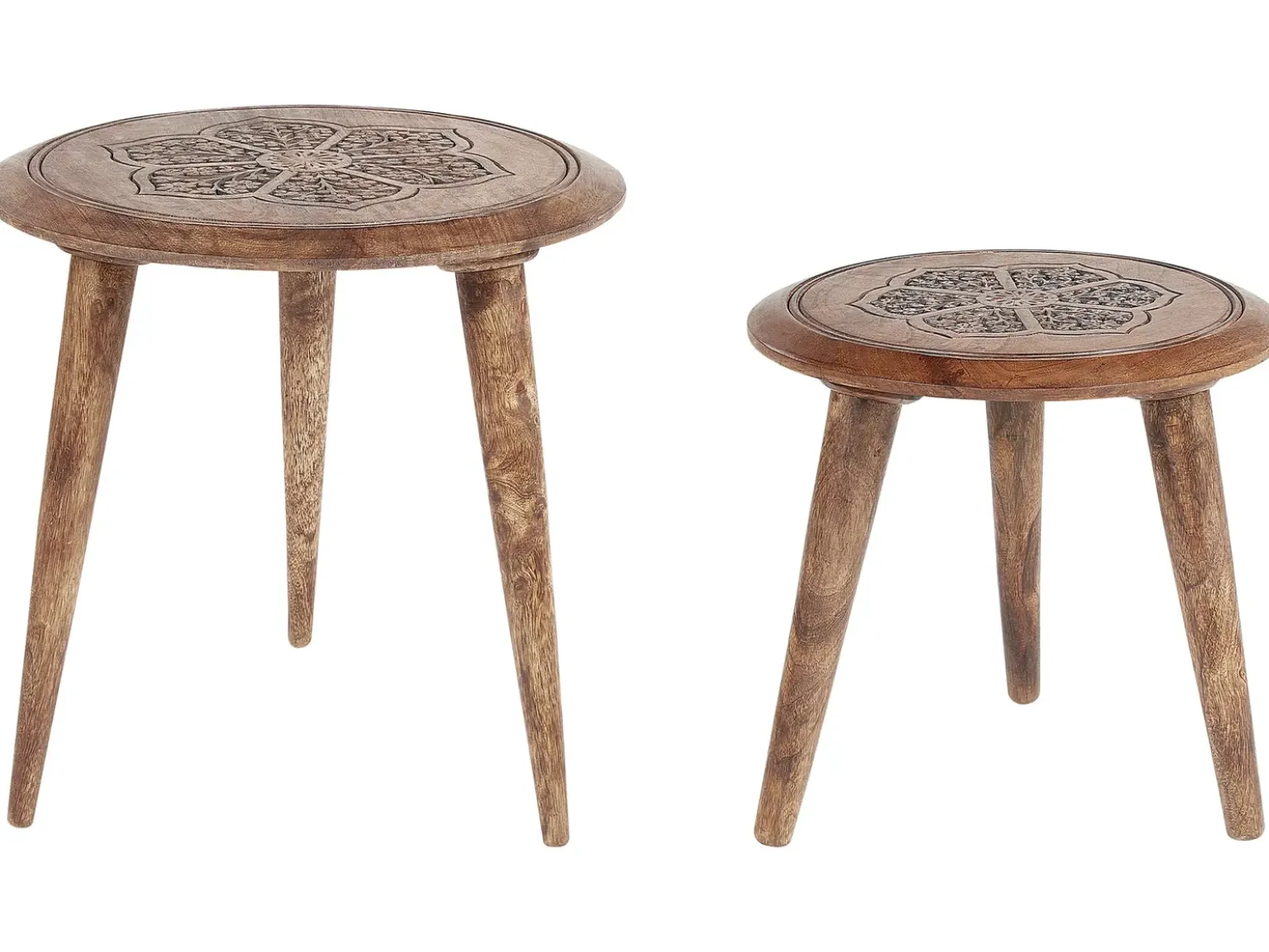 Set di 2 tavolini TURUA Legno di mango Marrone