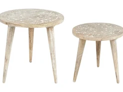 Set di 2 tavolini UDAY Legno di mango Bianco