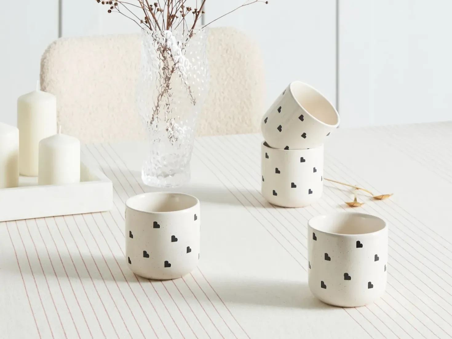 Set di 4 tazze ANNISE Gres porcellanato Bianco sporco