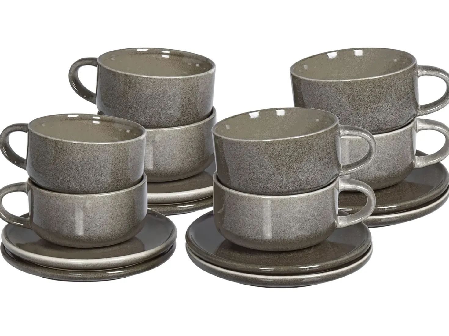 Set di 8 tazze con piattini COSTMARY Gres porcellanato Grigio