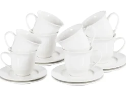 Set di 8 tazze con piattini ELDERBERRY Porcellana Bianco