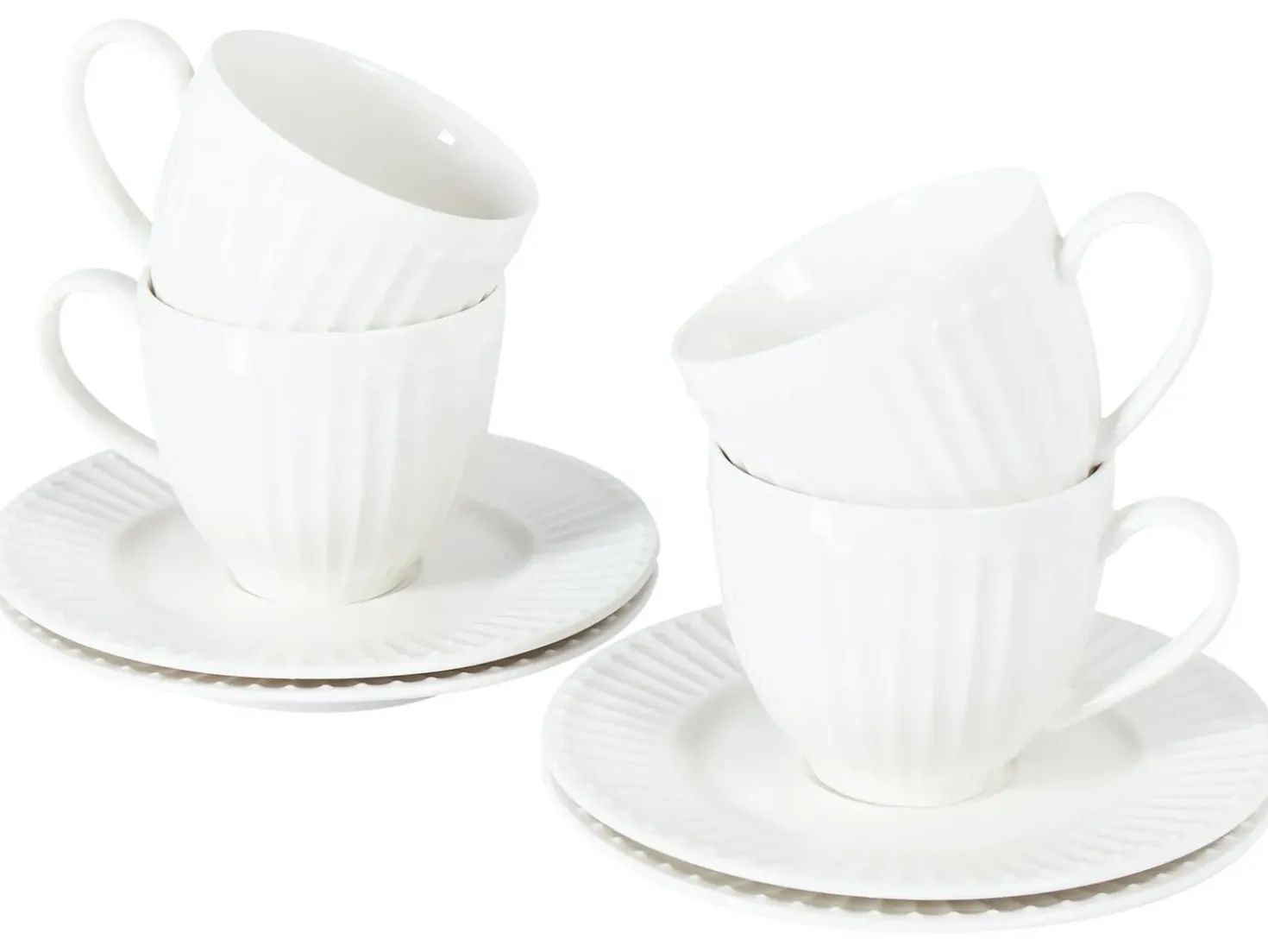 Set di 4 tazze con piattini COWSLIP Porcellana Bianco