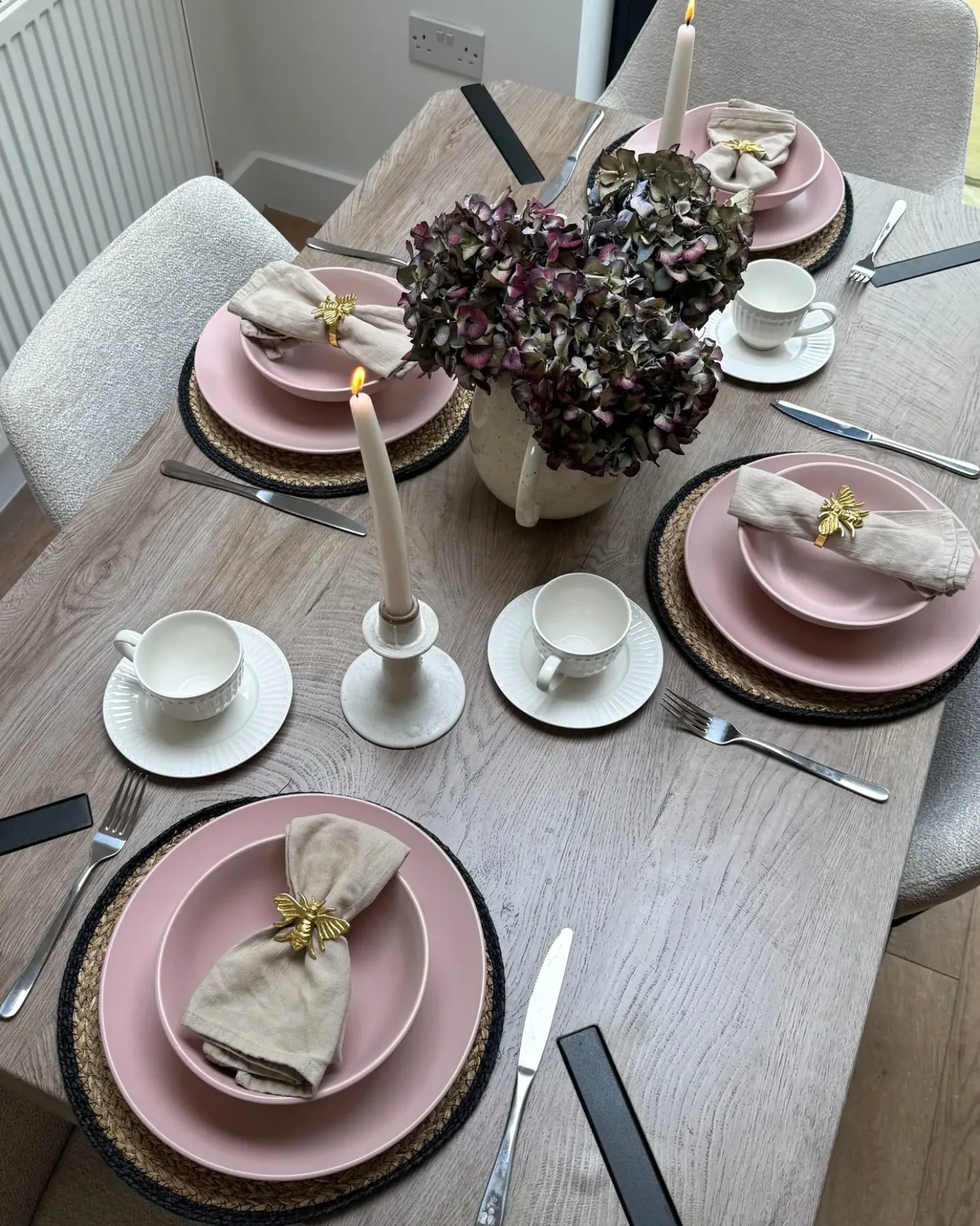 Set di 4 tazze con piattini COWSLIP Porcellana Bianco