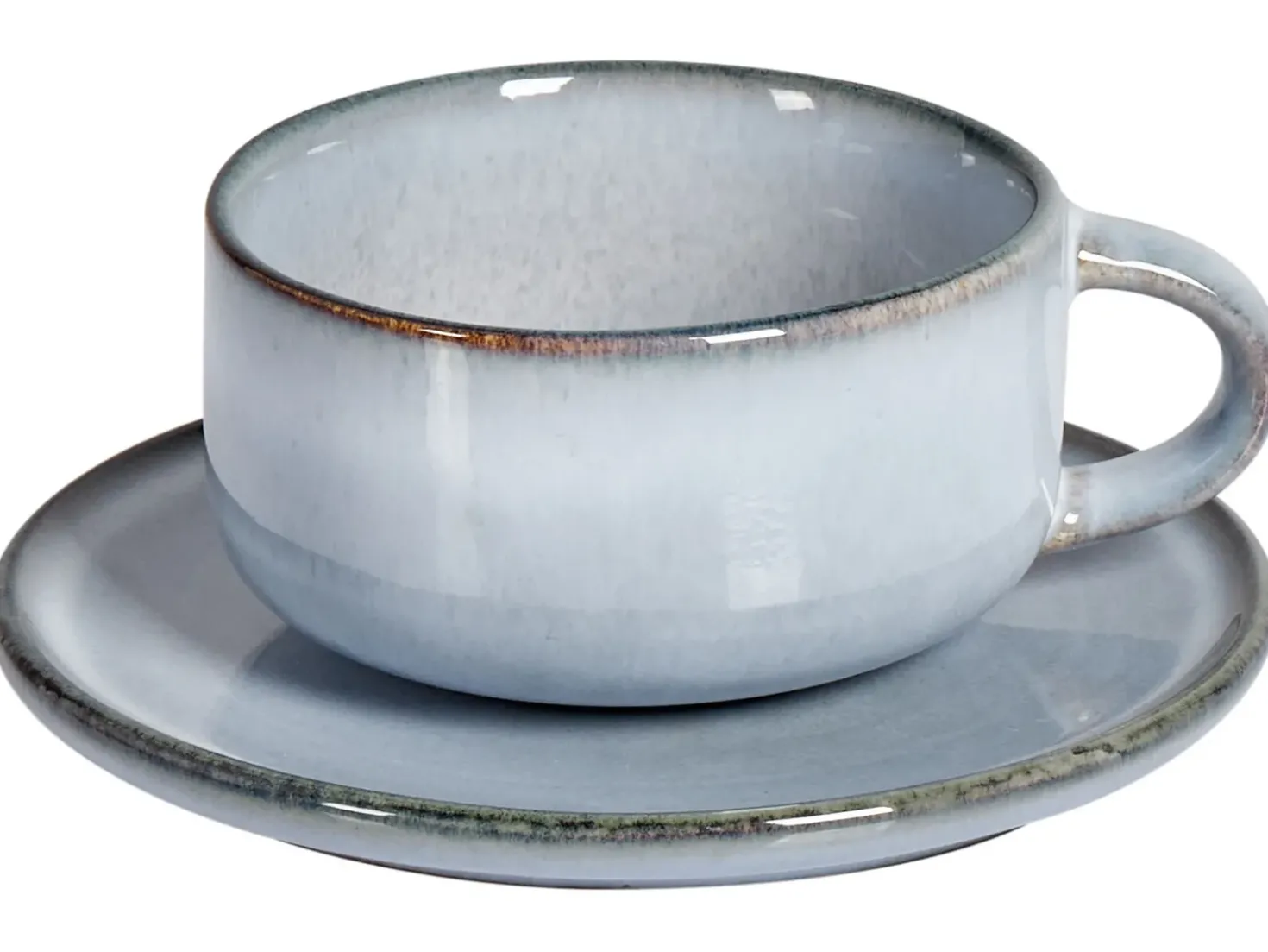 Set di 4 tazze con piattini JUNIPER Gres porcellanato Azzurro